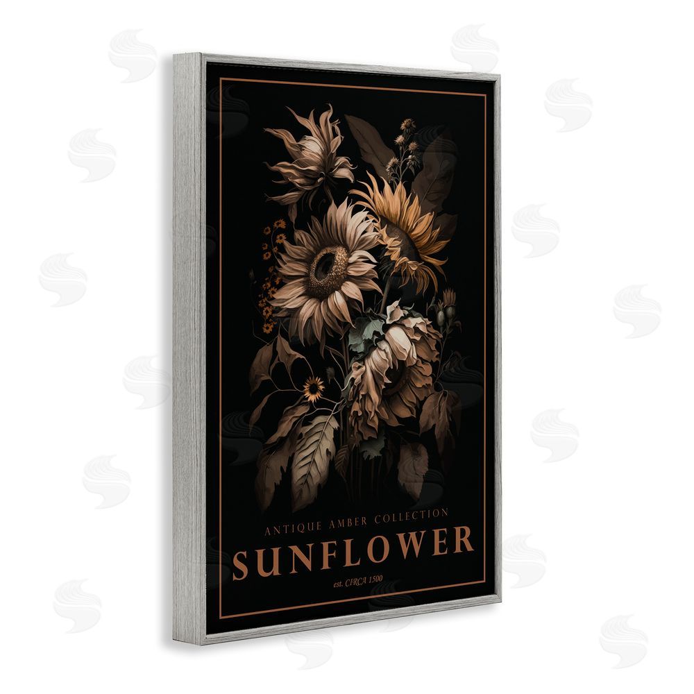 Chris Giampietro Antique Sunflower Light Gray Framed Giclee Wall Art Print