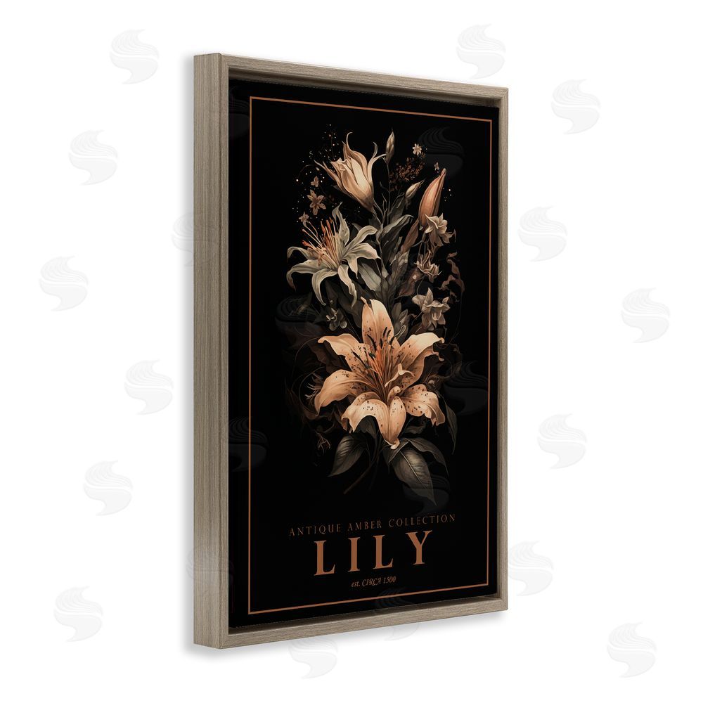 Chris Giampietro Antique Lily Light Brown Floating Frame Canvas Wall Art Print