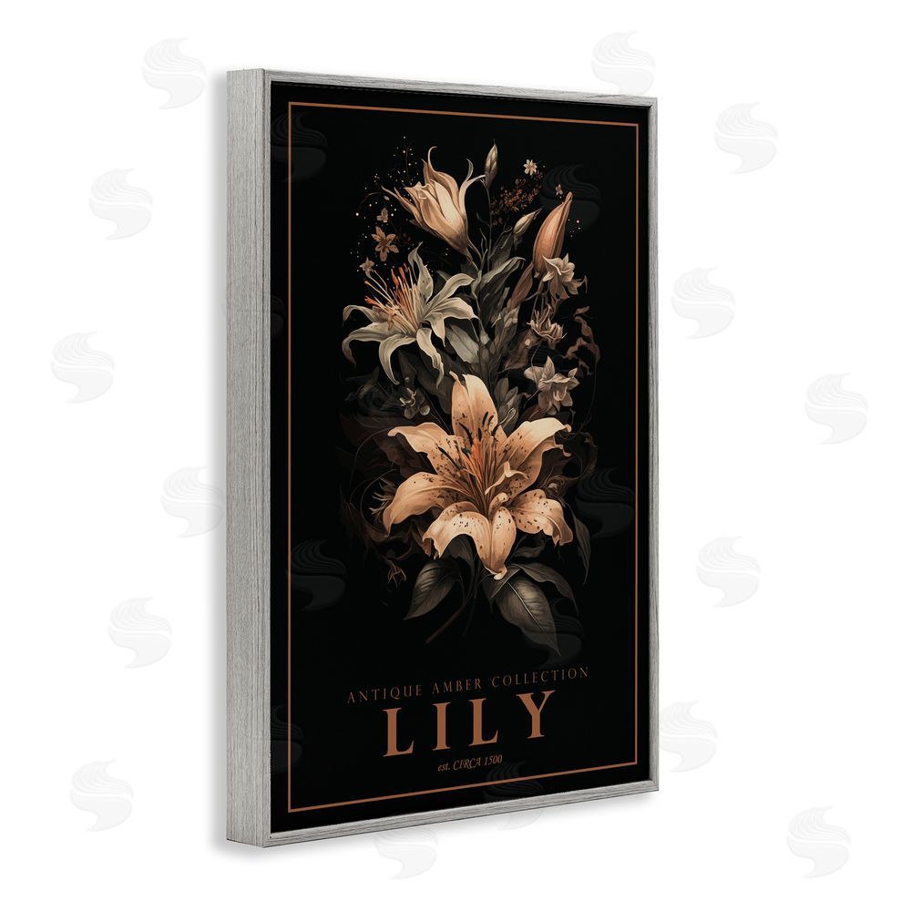 Chris Giampietro Antique Lily Light Gray Framed Giclee Wall Art Print