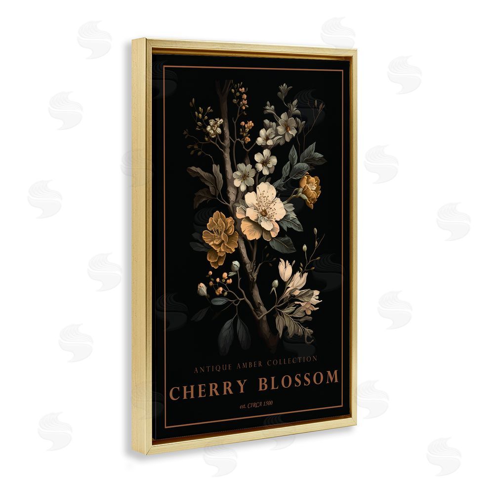 Chris Giampietro Antique Cherry Blossom Light Gold Floating Frame Canvas Wall Art Print