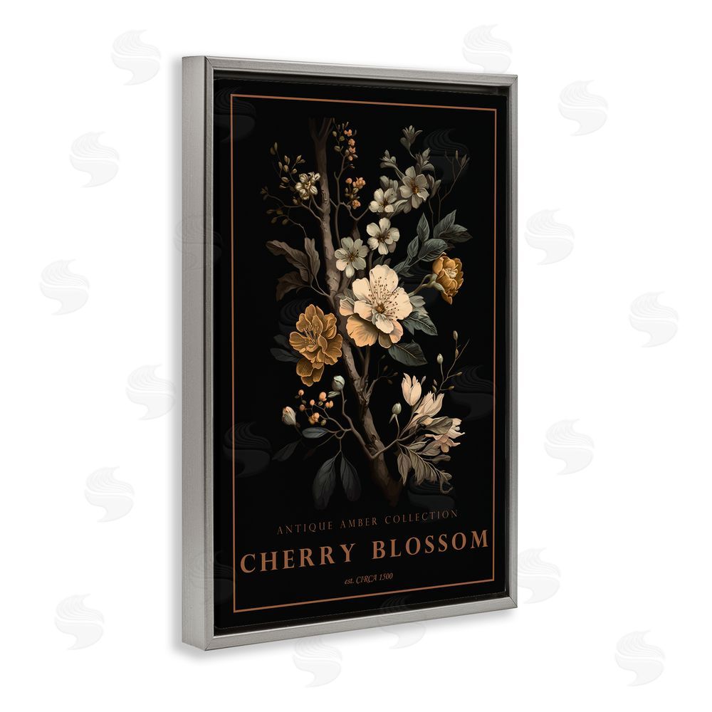 Chris Giampietro Antique Cherry Blossom Light Gray Floating Frame Canvas Wall Art Print