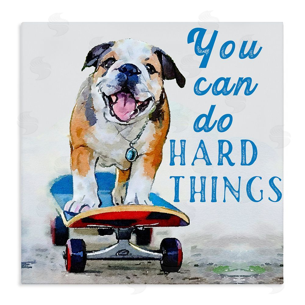 Kim Curinga Can Do Hard Things Dog Stretched Canvas Wall Art Print