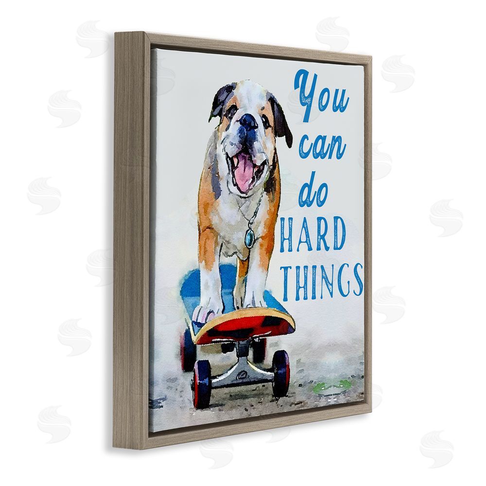 Kim Curinga Can Do Hard Things Dog Brown Floating Frame Canvas Wall Art Print