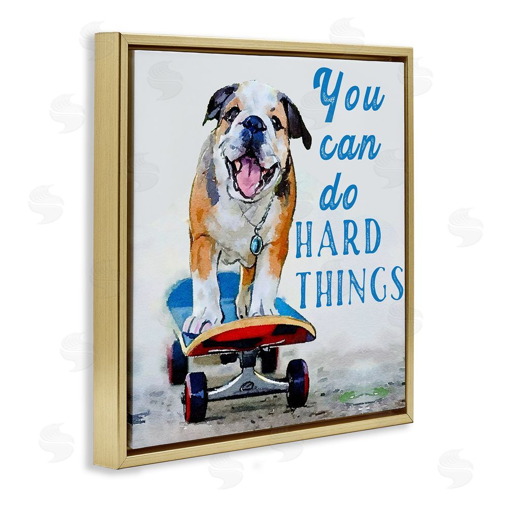 Kim Curinga Can Do Hard Things Dog Gold Floating Frame Canvas Wall Art Print