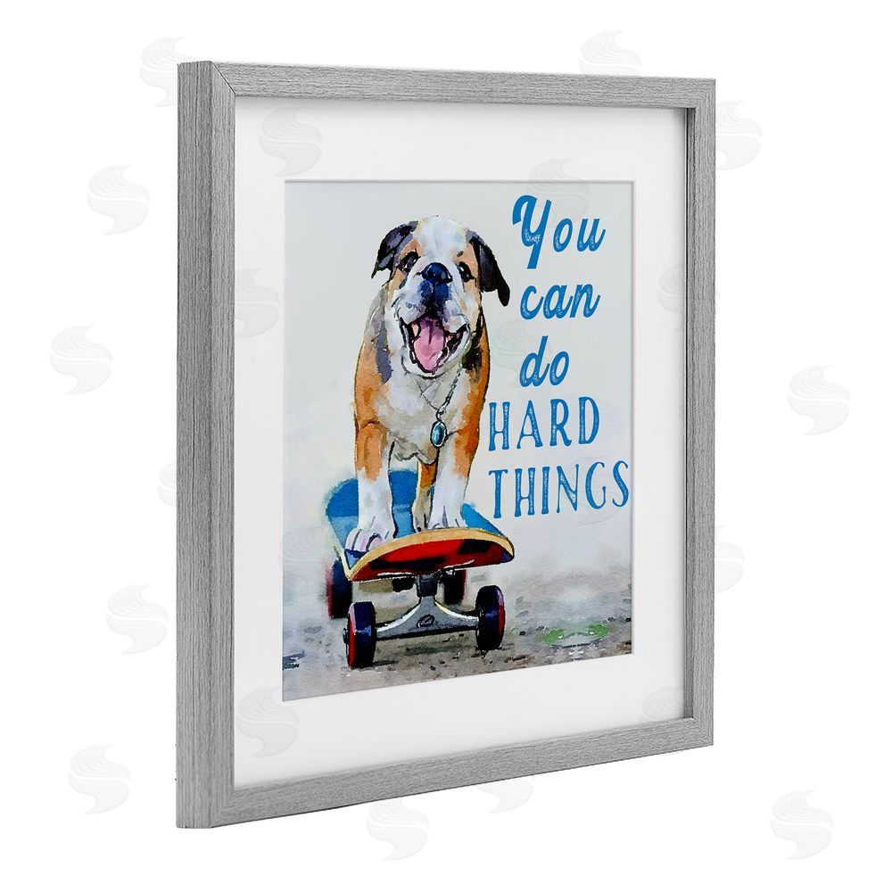 Kim Curinga Can Do Hard Things Dog Gray Framed Print Under Glass Wall Art