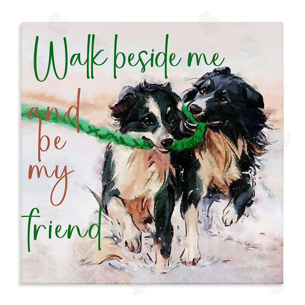 Kim Curinga Be My Friend Dog Duo Stretched Canvas Wall Art Print