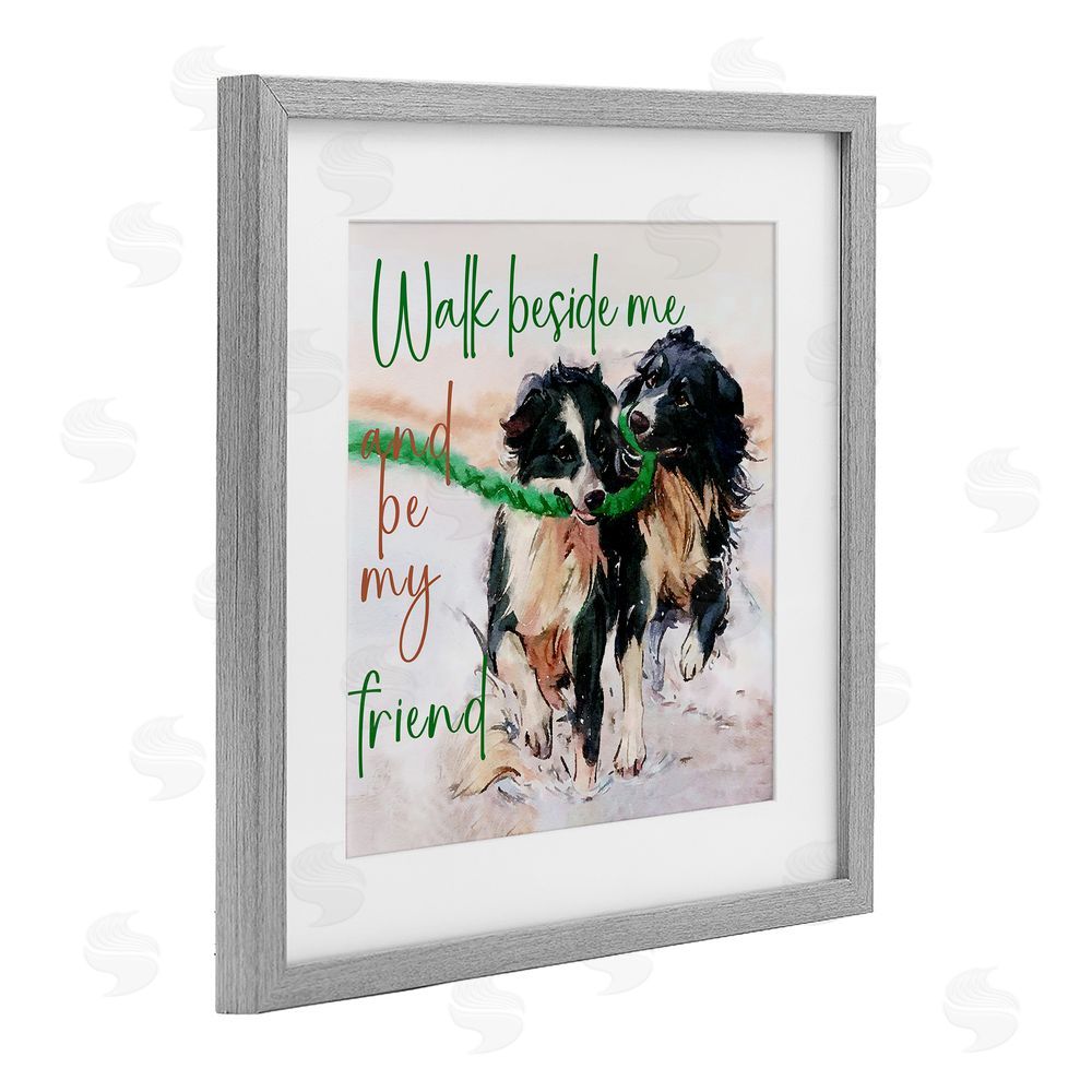Kim Curinga Be My Friend Dog Duo Gray Framed Print Under Glass Wall Art