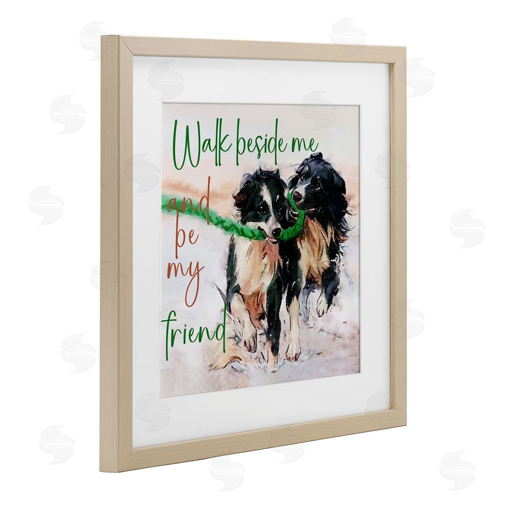 Kim Curinga Be My Friend Dog Duo Brown Framed Print Under Glass Wall Art