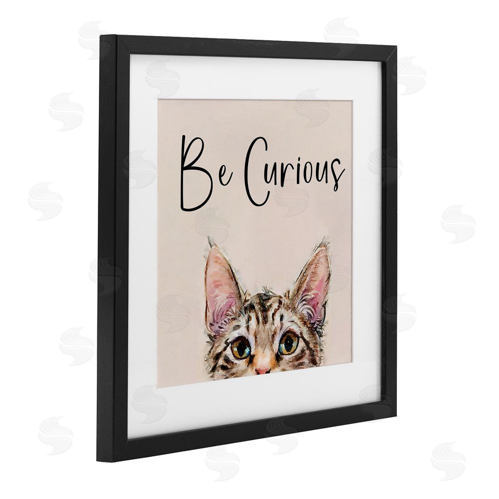 Kim Curinga Be Curious Peeking Tabby Kitten Black Framed Print Under Glass Wall Art