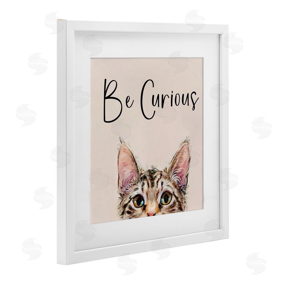 Kim Curinga Be Curious Peeking Tabby Kitten White Framed Print Under Glass Wall Art