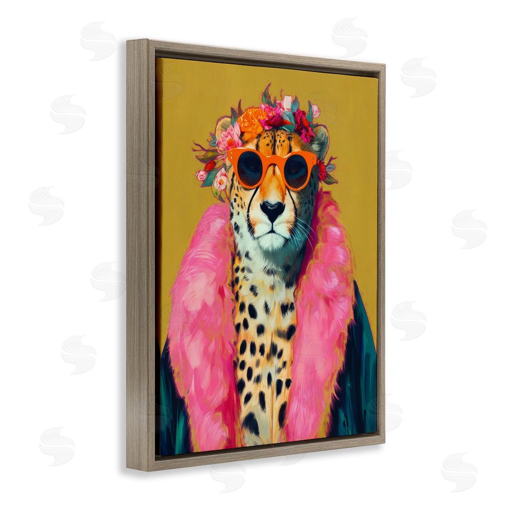 Lazar Studio Boho Royale Fashionable Cheetah Brown Floating Frame Canvas Wall Art Print