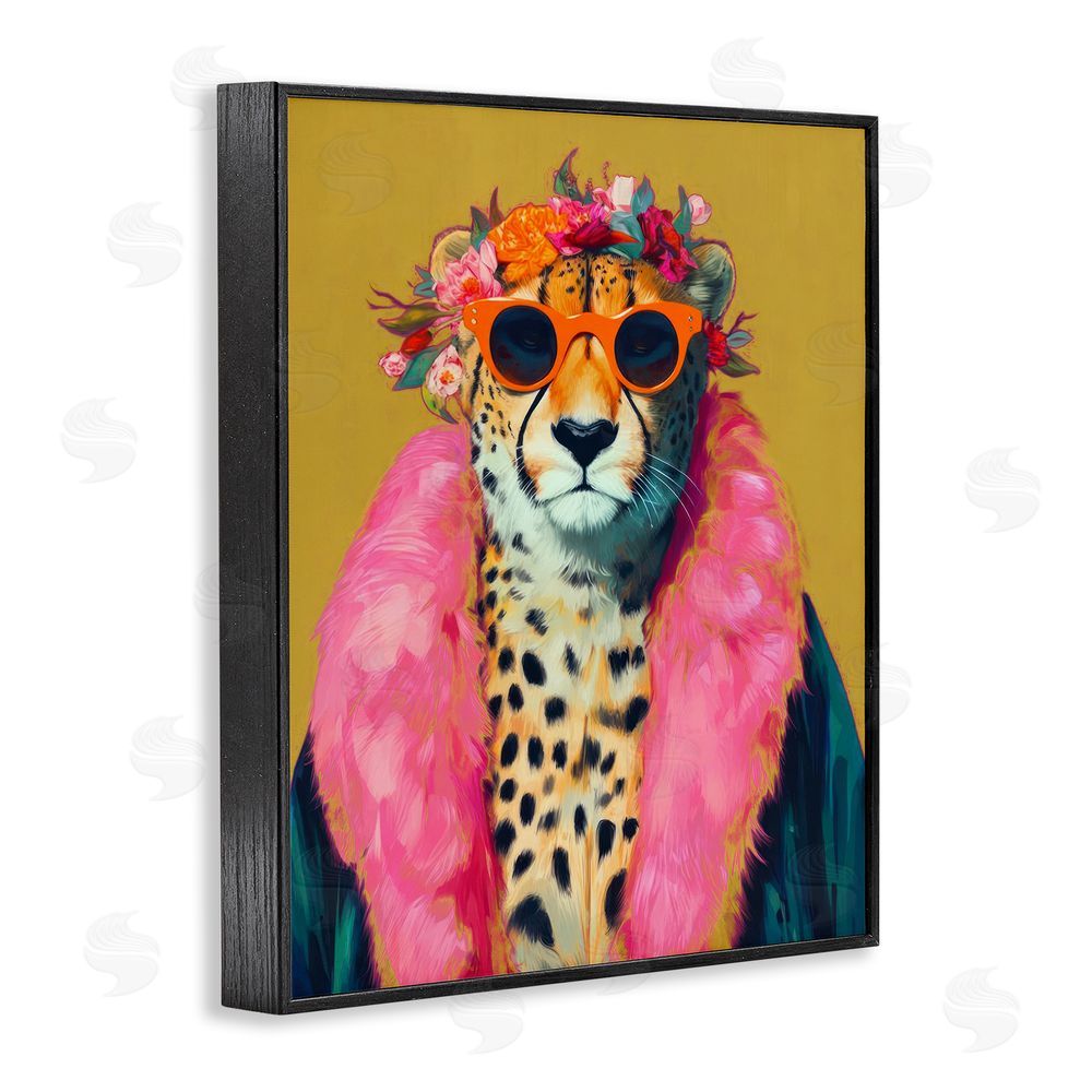Lazar Studio Boho Royale Fashionable Cheetah Black Framed Giclee Wall Art Print