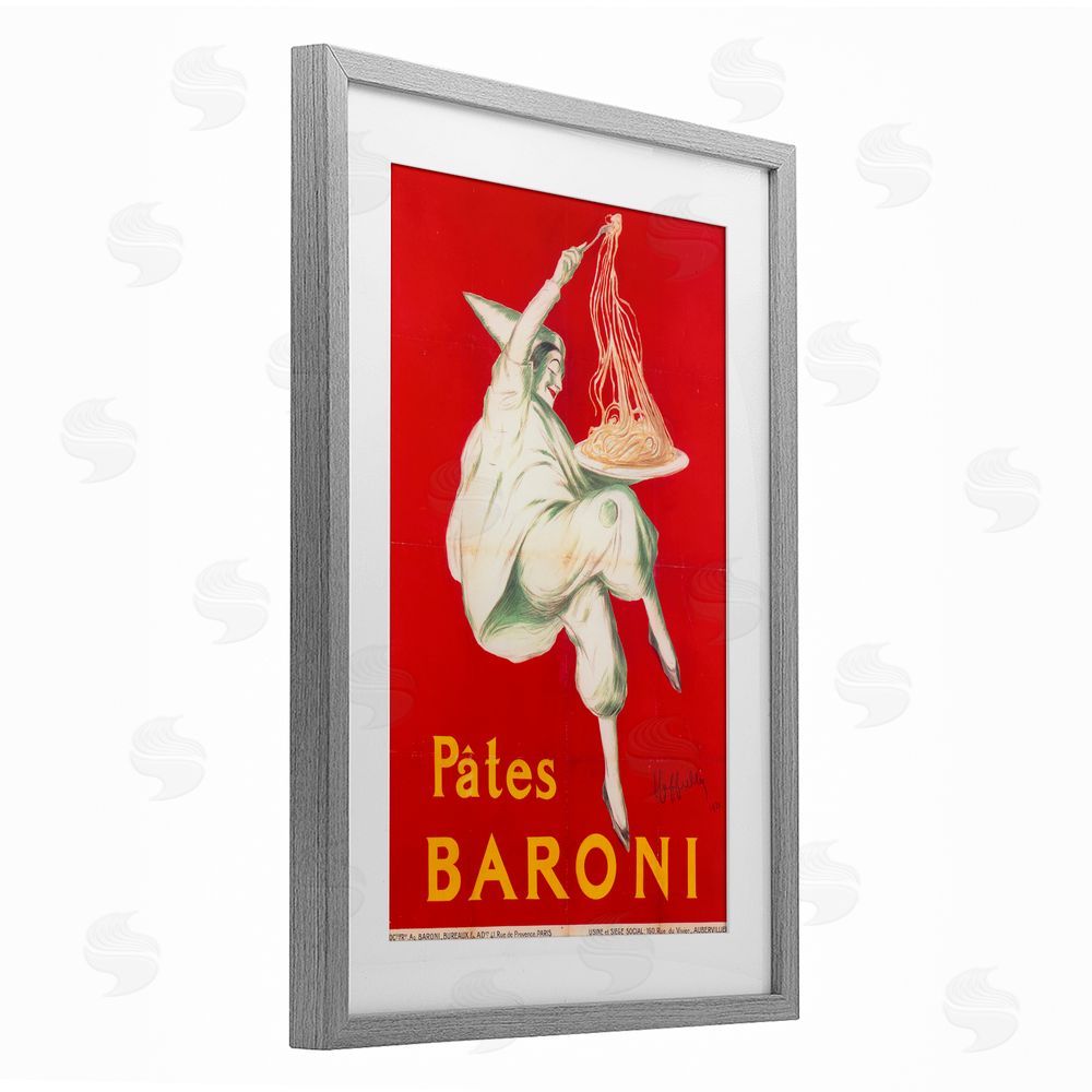 Vintage Hustle Pates Baroni Advertisement Gray Framed Print Under Glass Wall Art