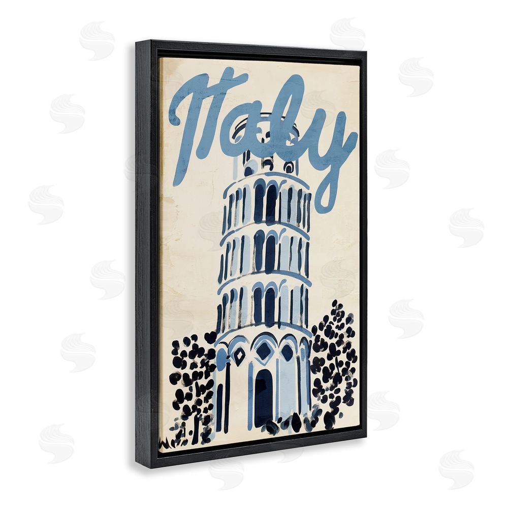 Annabelle Hall Blue & Beige Italy Travel Black Floating Frame Canvas Wall Art Print