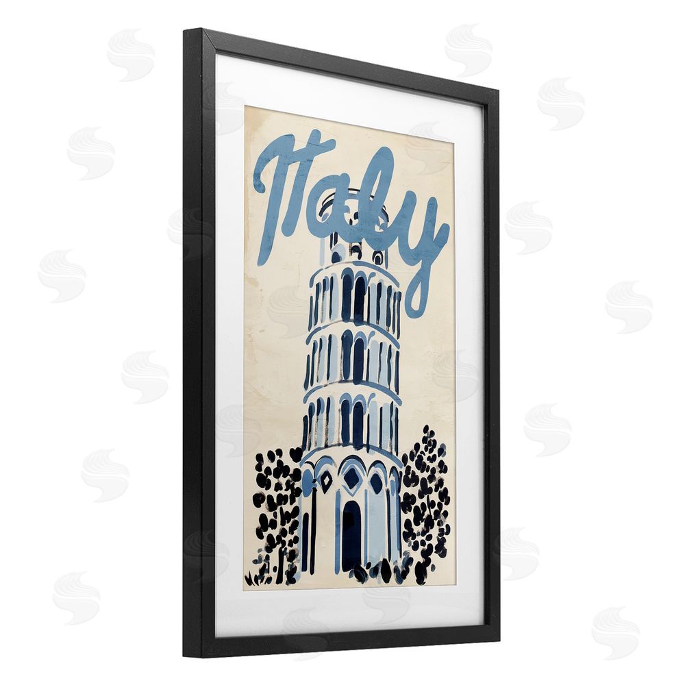 Annabelle Hall Blue & Beige Italy Travel Black Framed Print Under Glass Wall Art