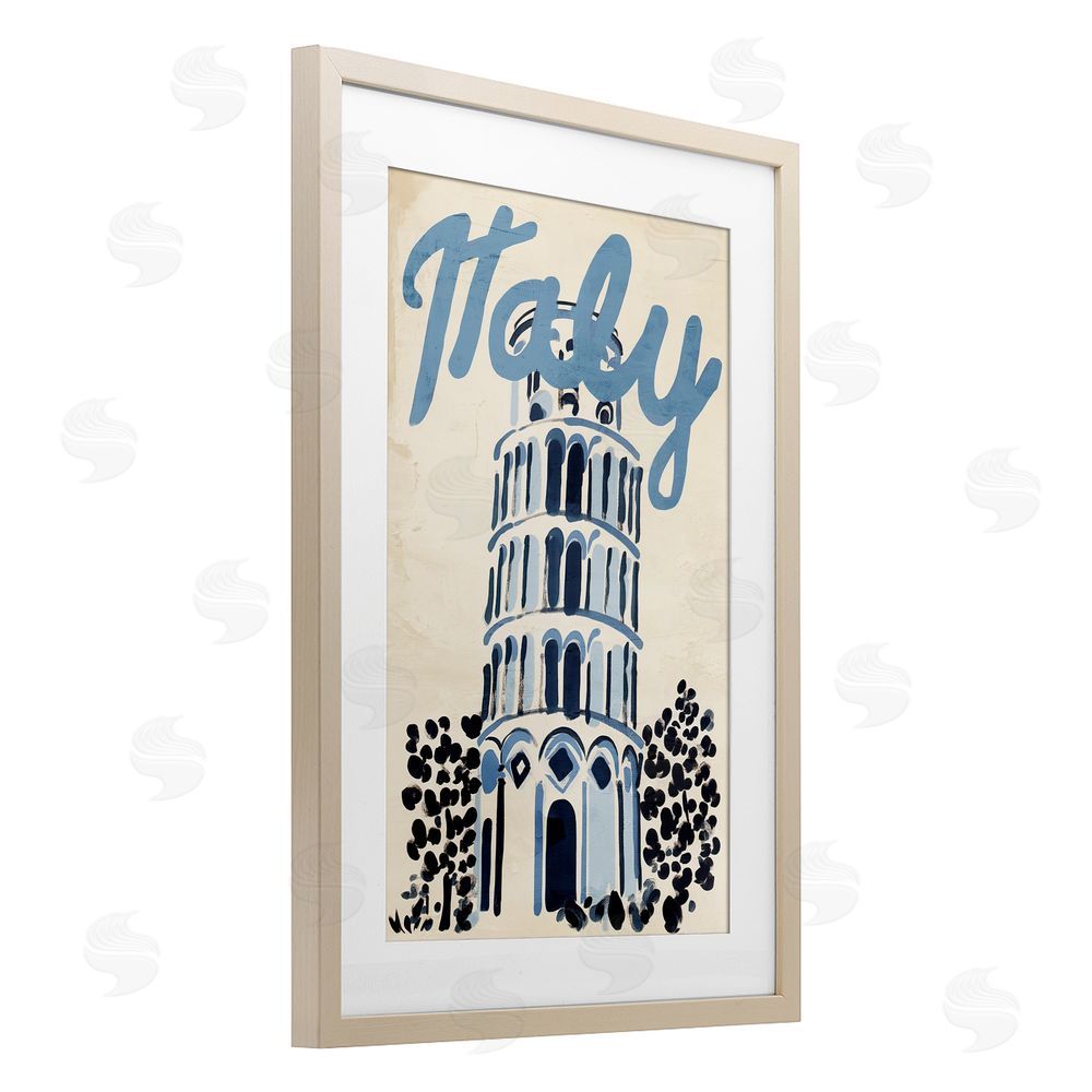 Annabelle Hall Blue & Beige Italy Travel Birch Framed Print Under Glass Wall Art