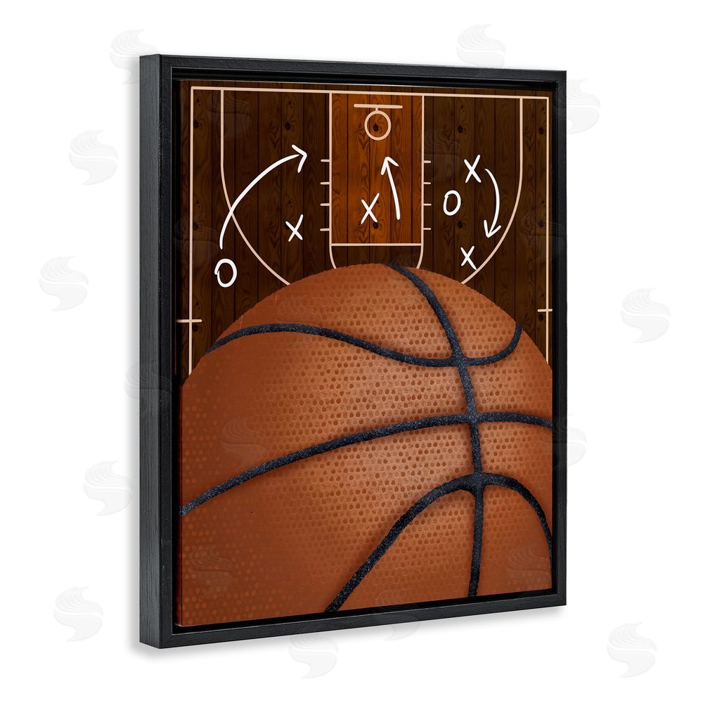 Jennifer Stith Basketball Court Tactics Black Floating Frame Canvas Wall Art Print