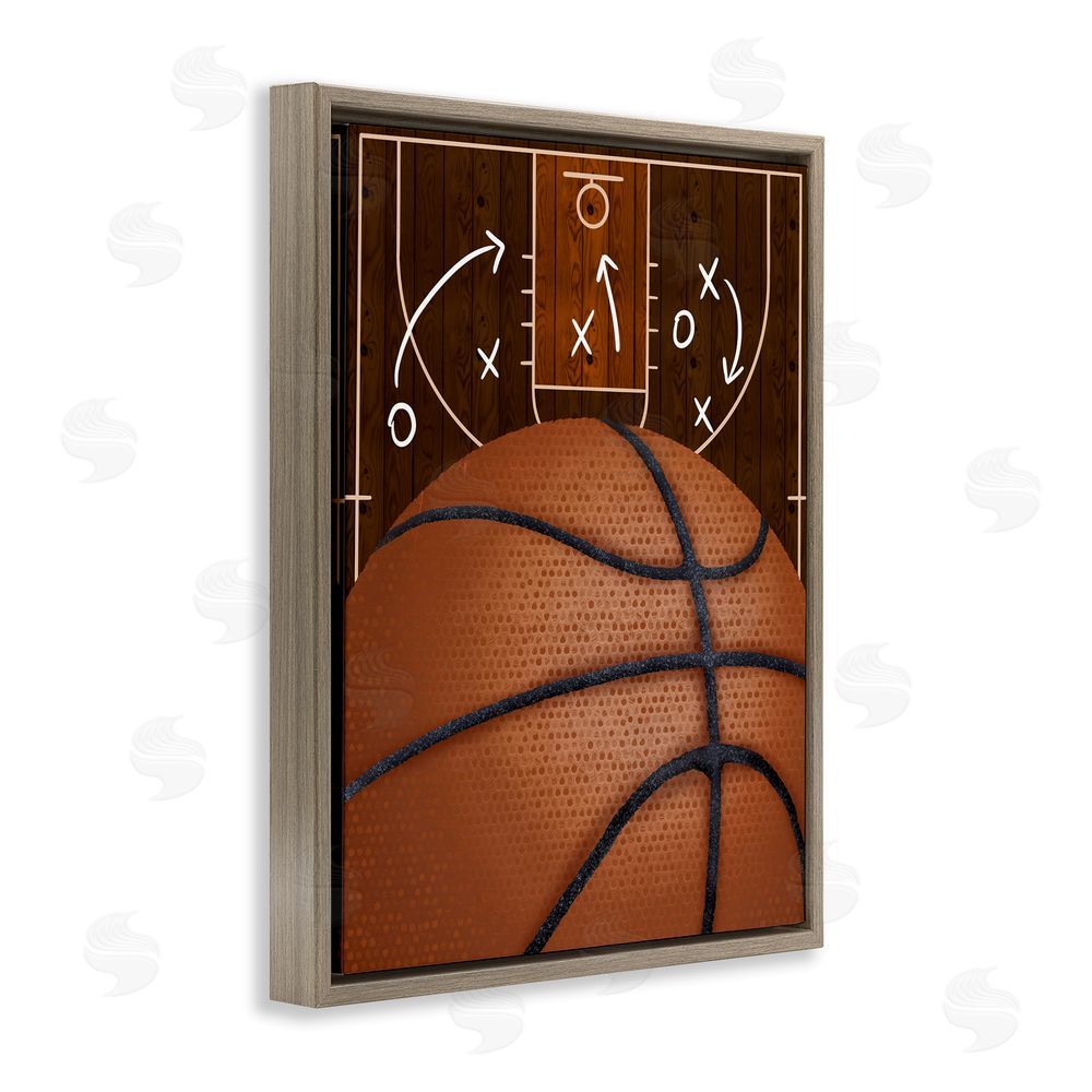Jennifer Stith Basketball Court Tactics Brown Floating Frame Canvas Wall Art Print
