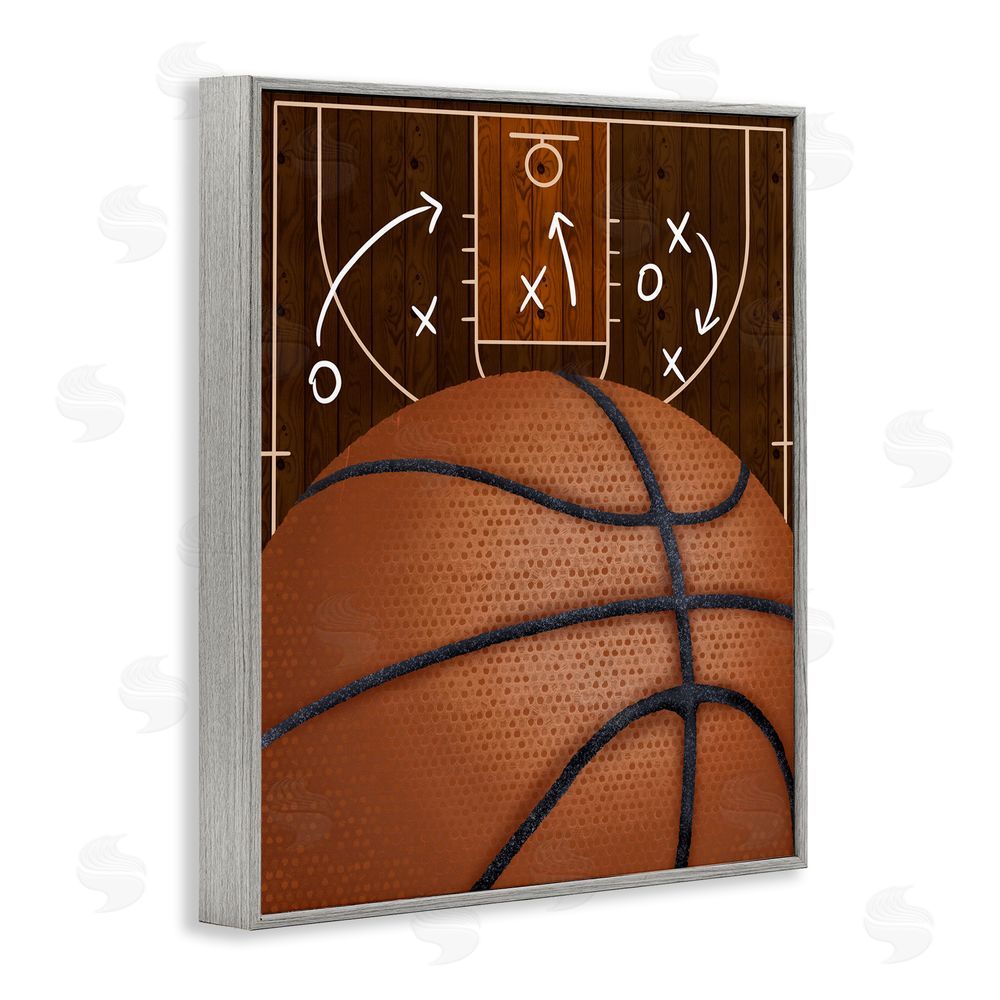 Jennifer Stith Basketball Court Tactics Gray Framed Giclee Wall Art Print