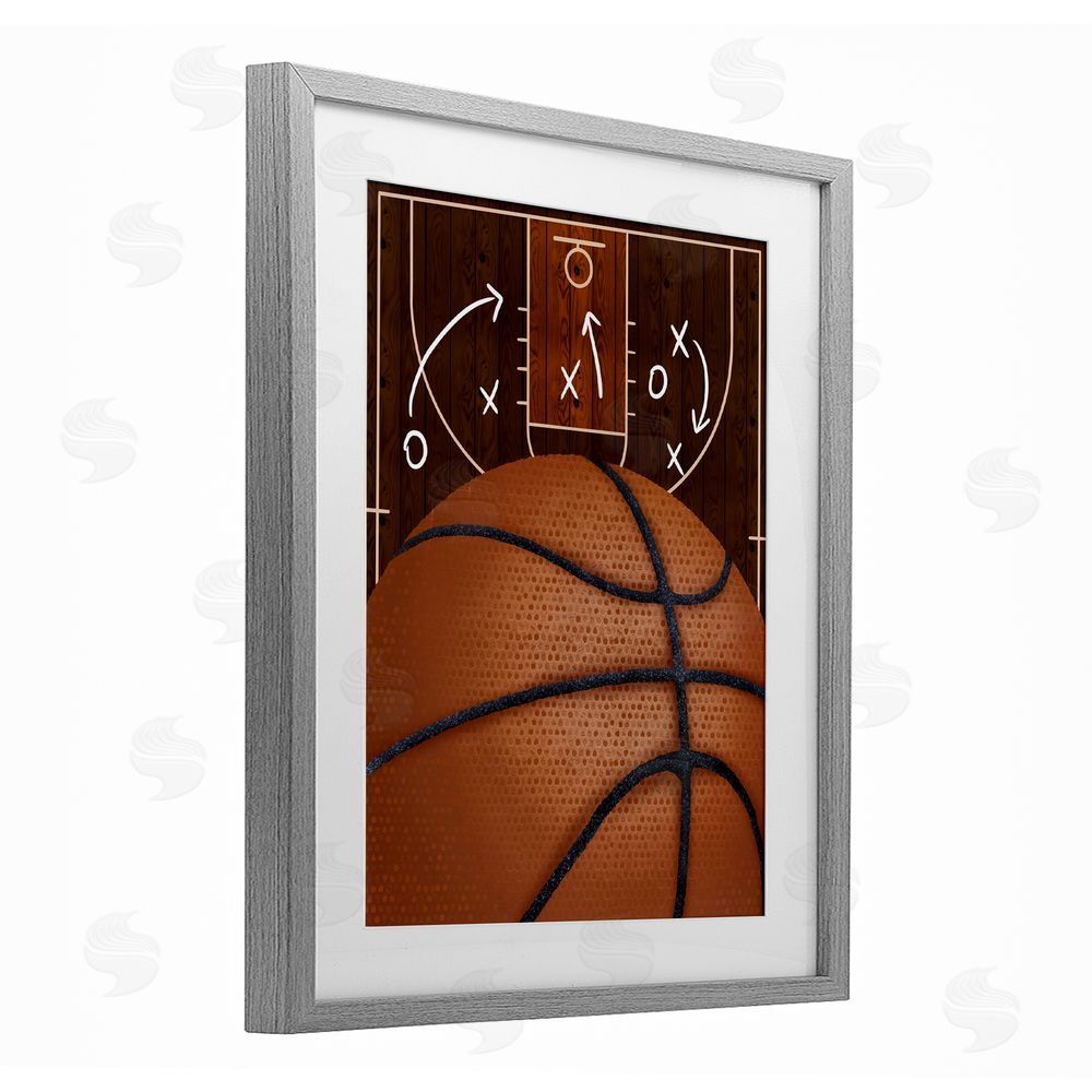 Jennifer Stith Basketball Court Tactics Gray Framed Print Under Glass Wall Art