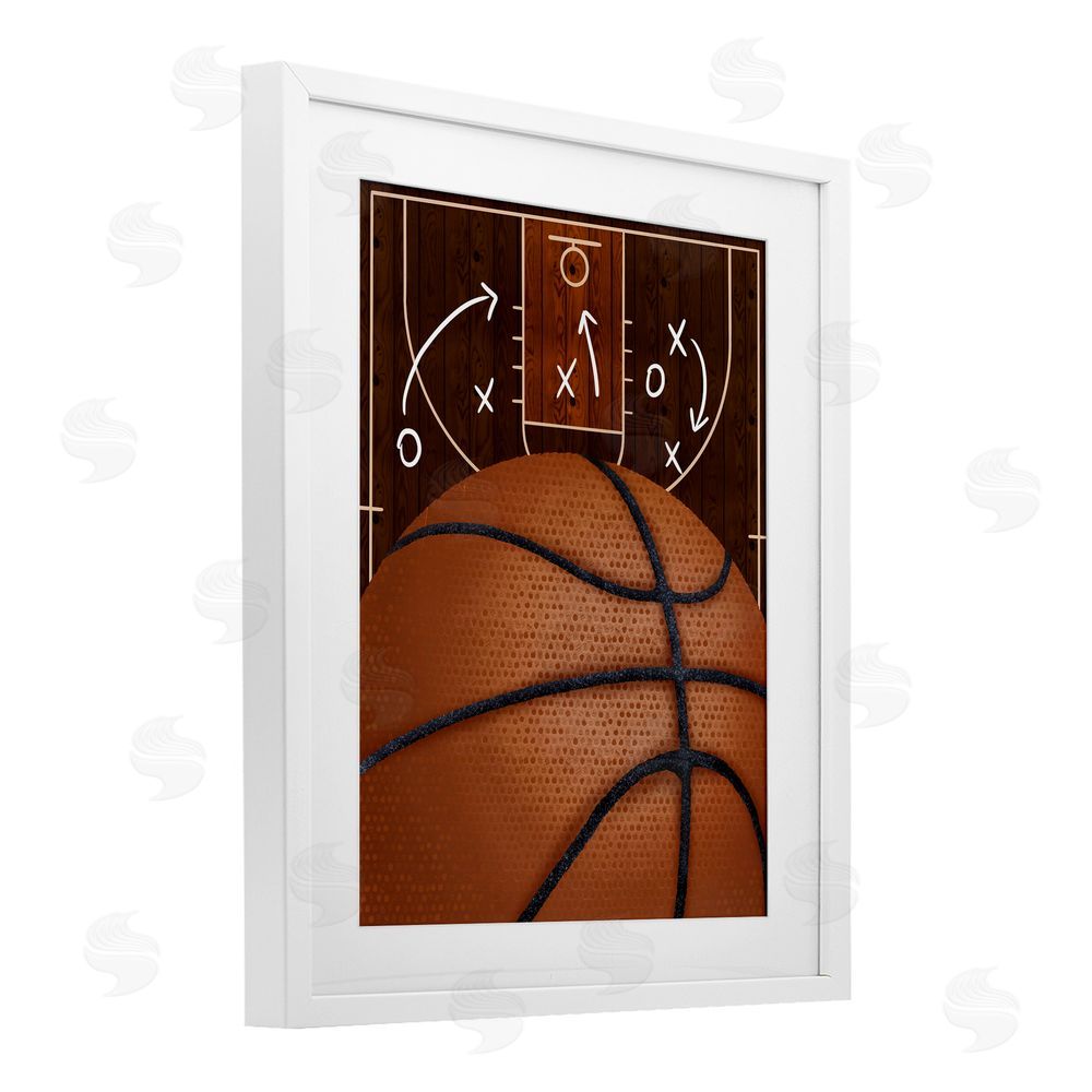 Jennifer Stith Basketball Court Tactics White Framed Print Under Glass Wall Art