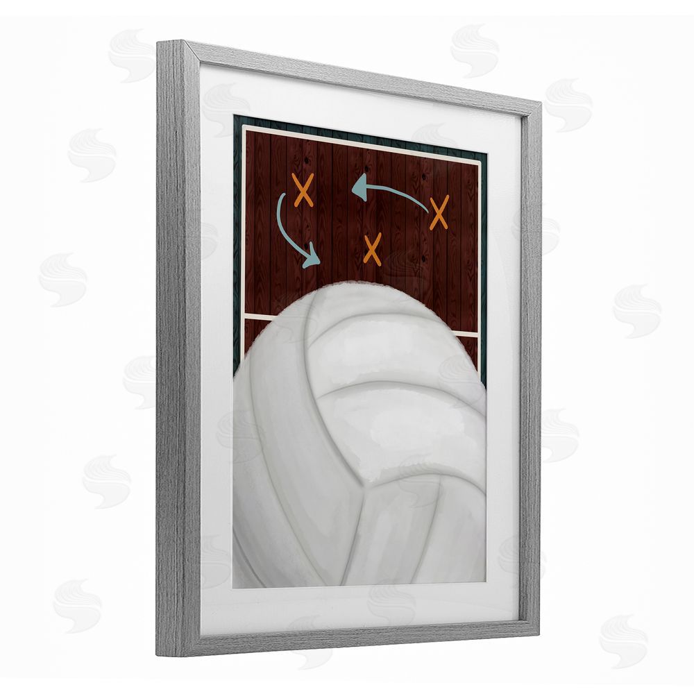Jennifer Stith Volleyball Court Tactics Gray Framed Print Under Glass Wall Art