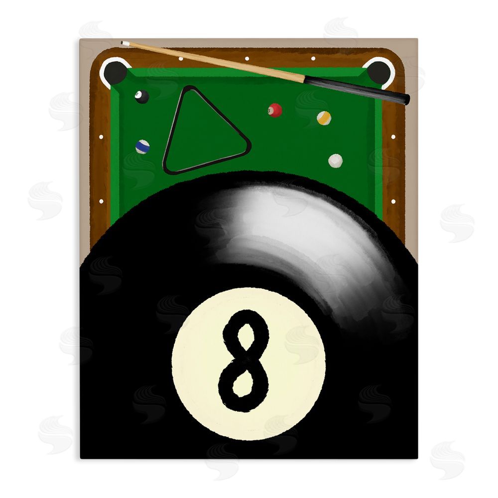 Jennifer Stith Billiard Table & Balls Stretched Canvas Wall Art Print