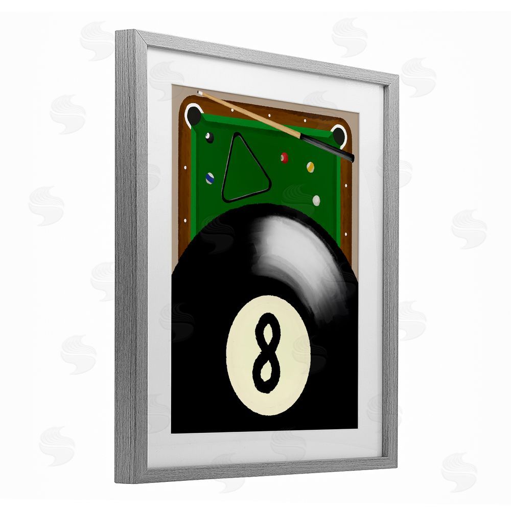 Jennifer Stith Billiard Table & Balls Gray Framed Print Under Glass Wall Art