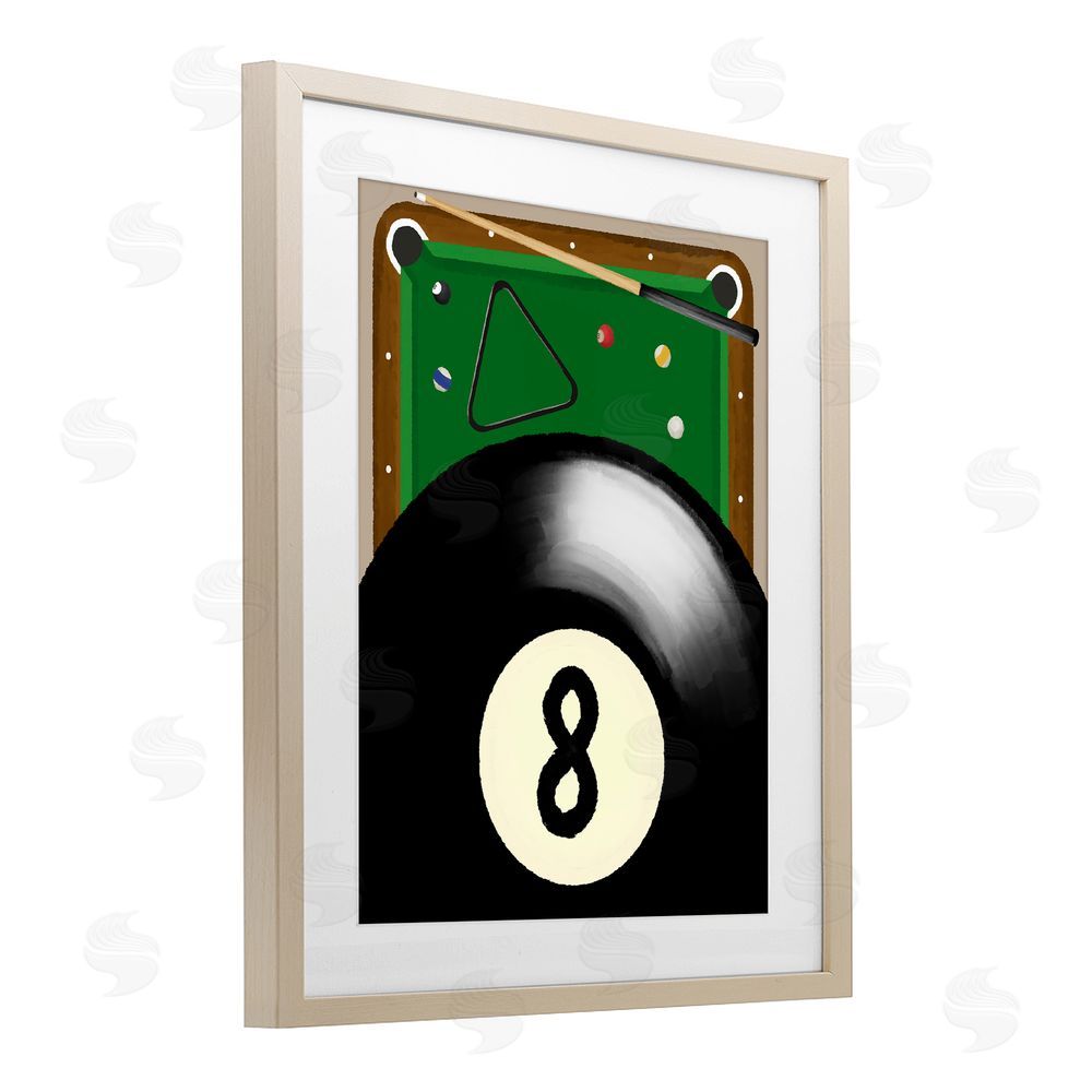Jennifer Stith Billiard Table & Balls Brown Framed Print Under Glass Wall Art