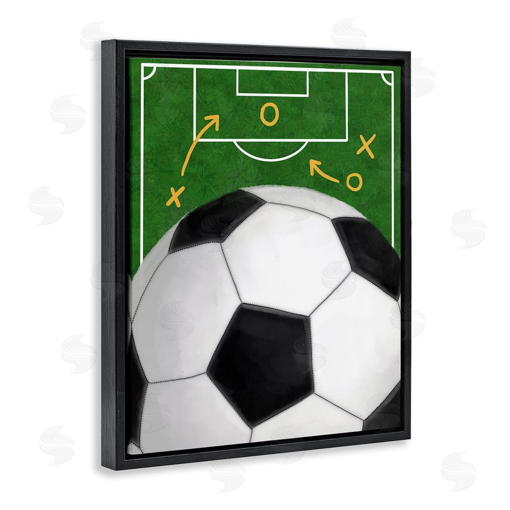 Jennifer Stith Soccer Field & Ball Black Floating Frame Canvas Wall Art Print