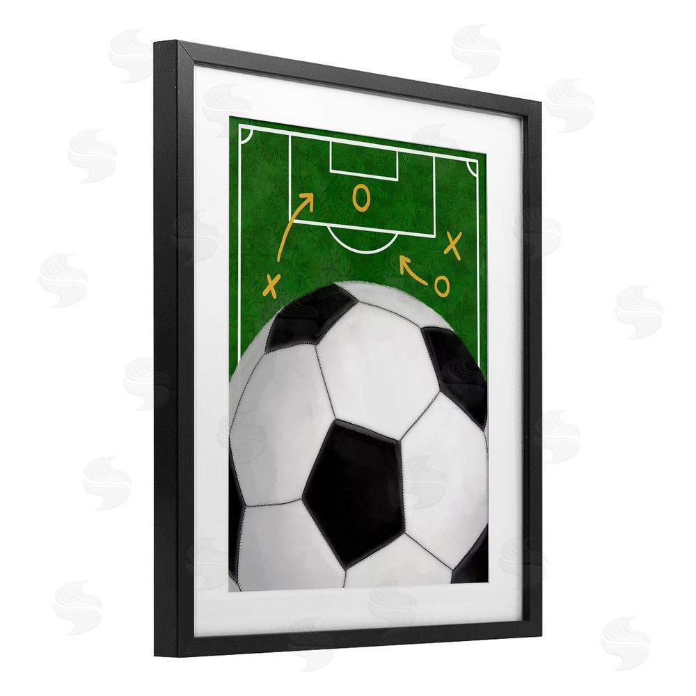 Jennifer Stith Soccer Field & Ball Black Framed Print Under Glass Wall Art