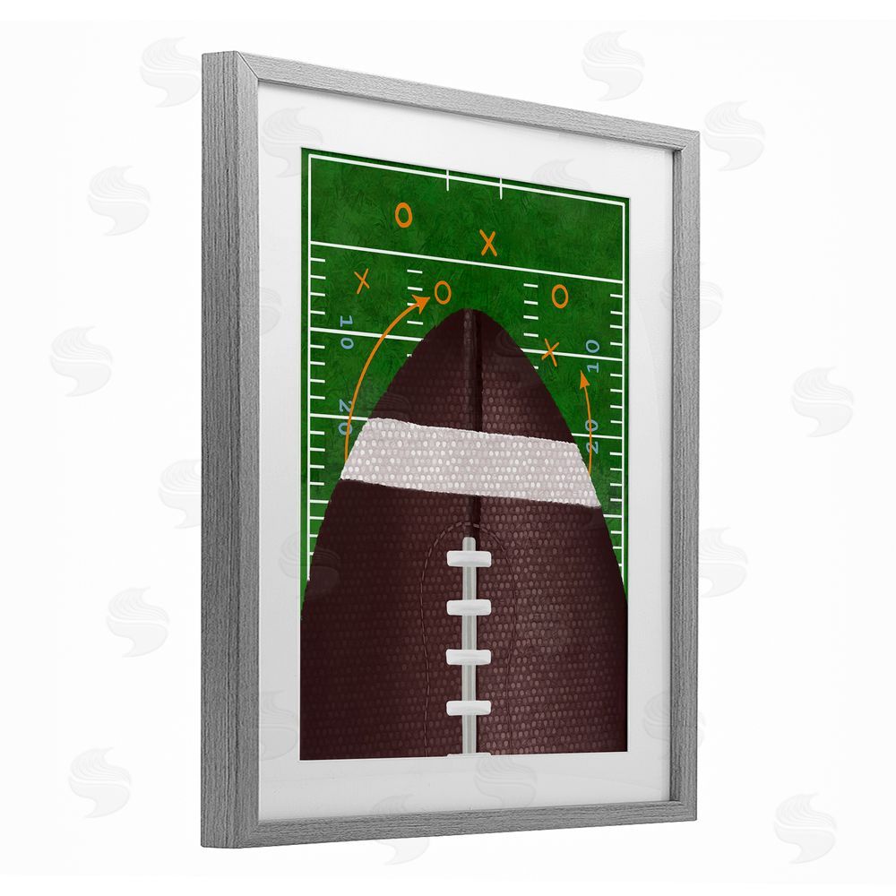 Jennifer Stith Football Field Tactics Gray Framed Print Under Glass Wall Art