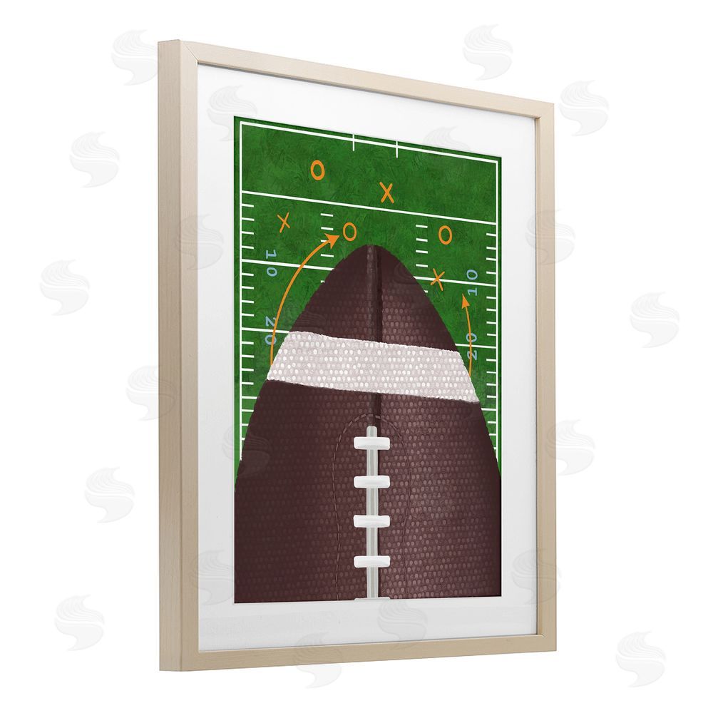 Jennifer Stith Football Field Tactics Brown Framed Print Under Glass Wall Art
