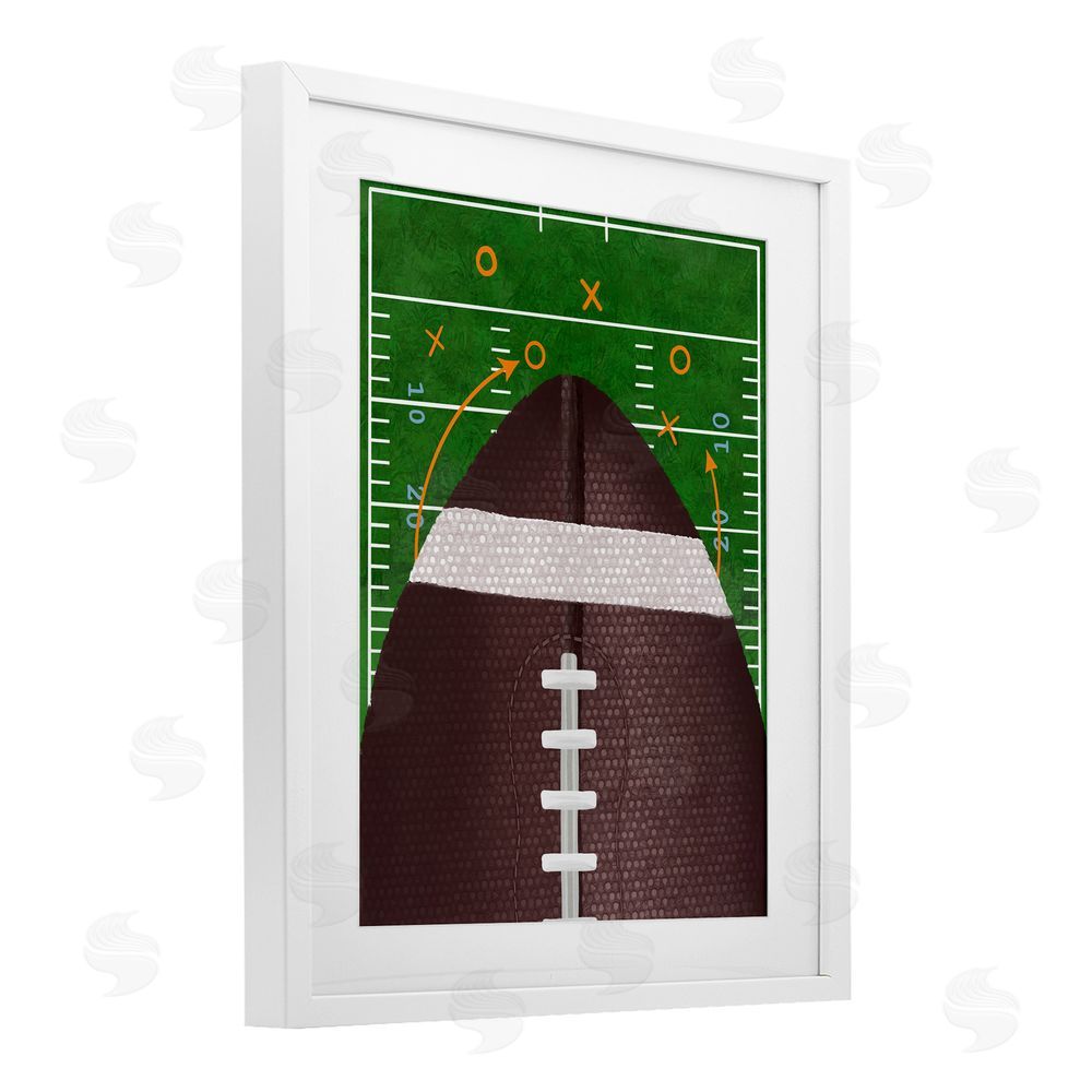 Jennifer Stith Football Field Tactics White Framed Print Under Glass Wall Art