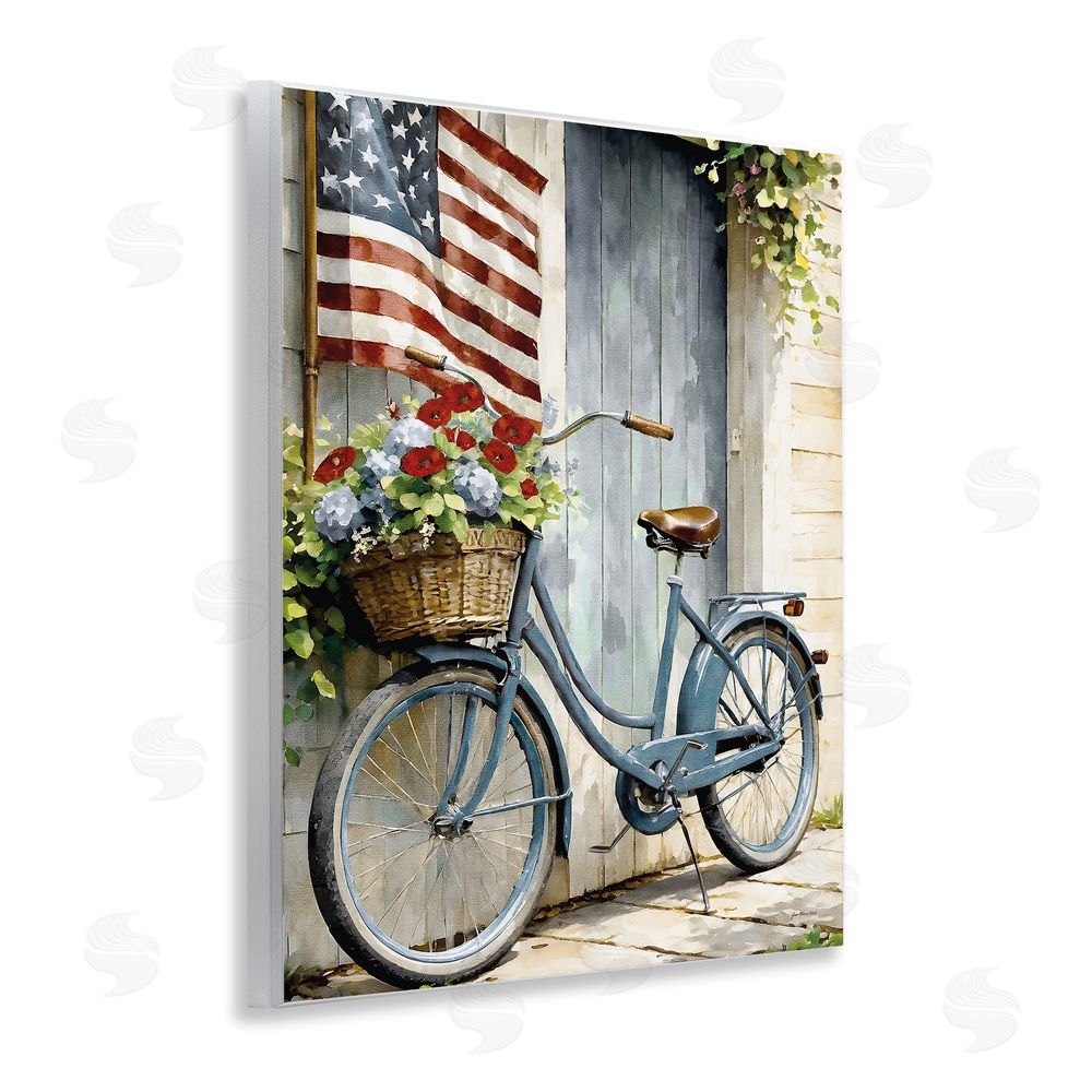 Jo Moulton Americana Summer Bicycle Basket Wooden Wall Plaque Art Print