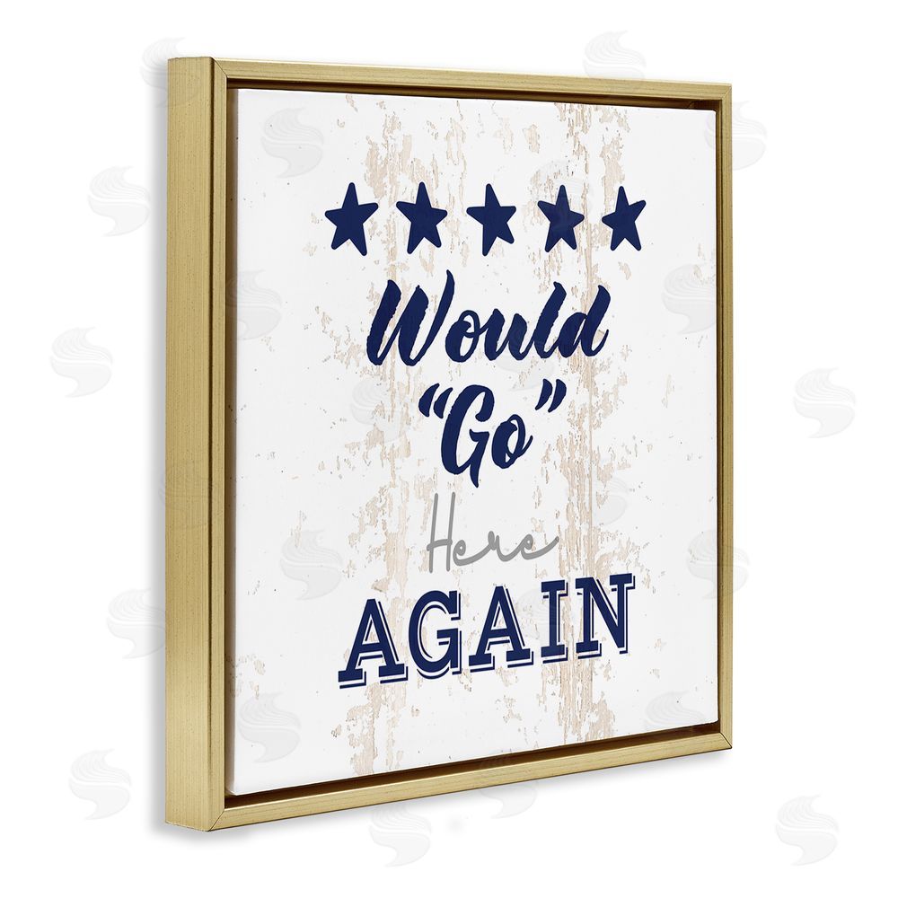 Masey St. Studios Bathroom Would "Go" Again Gold Floating Frame Canvas Wall Art Print