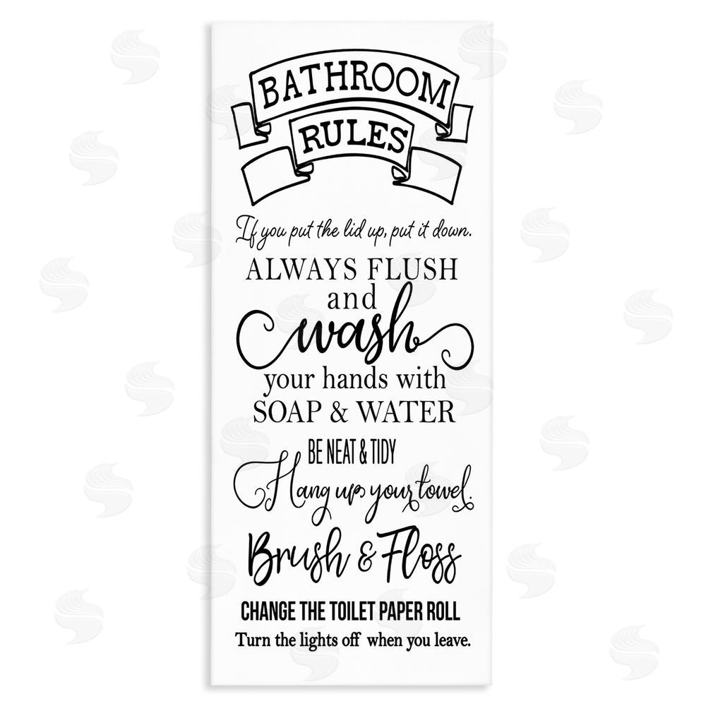 Masey St. Studios Bathroom Rules Simplicity Stretched Canvas Wall Art Print