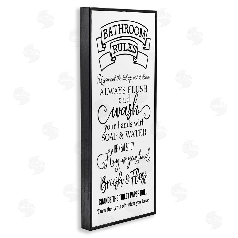 Masey St. Studios Bathroom Rules Simplicity Black Framed Giclee Wall Art Print