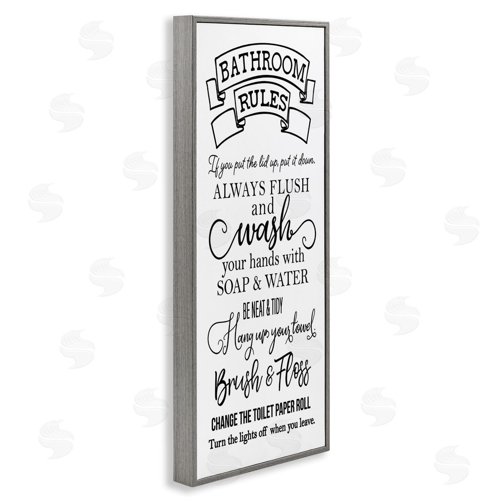 Masey St. Studios Bathroom Rules Simplicity Gray Framed Giclee Wall Art Print