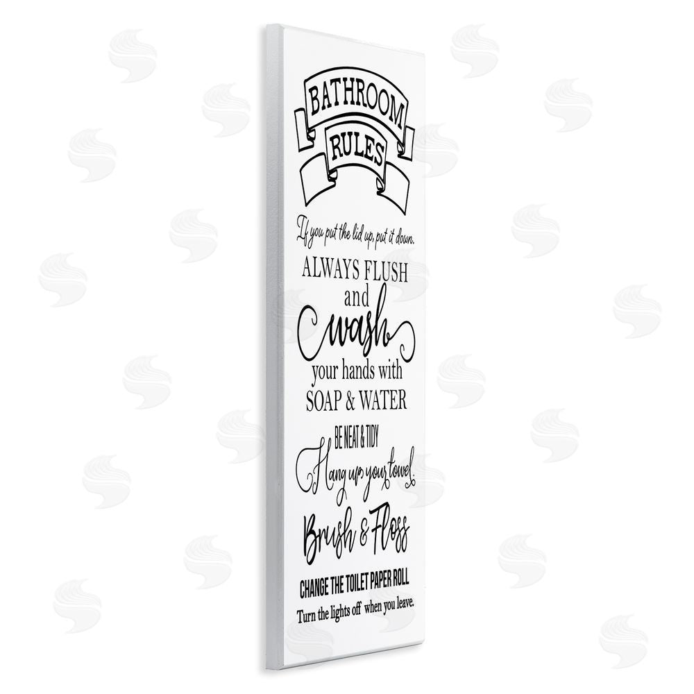 Masey St. Studios Bathroom Rules Simplicity Wooden Wall Plaque Art Print
