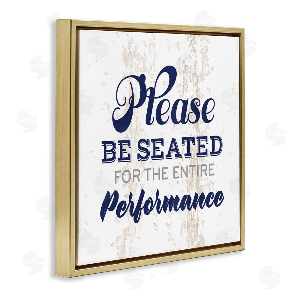 Masey St. Studios Bathroom Wait to Be Seated Gold Floating Frame Canvas Wall Art Print