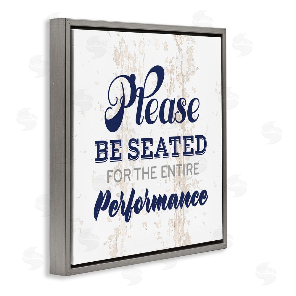 Masey St. Studios Bathroom Wait to Be Seated Gray Floating Frame Canvas Wall Art Print