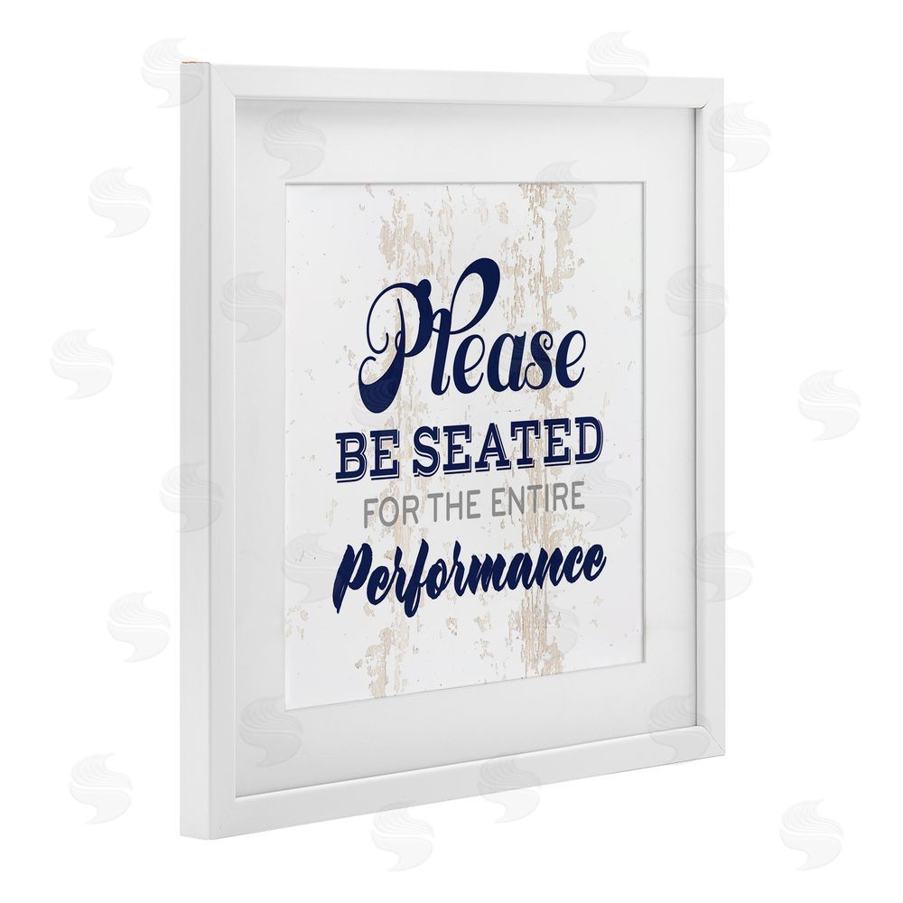 Masey St. Studios Bathroom Wait to Be Seated White Framed Print Under Glass Wall Art
