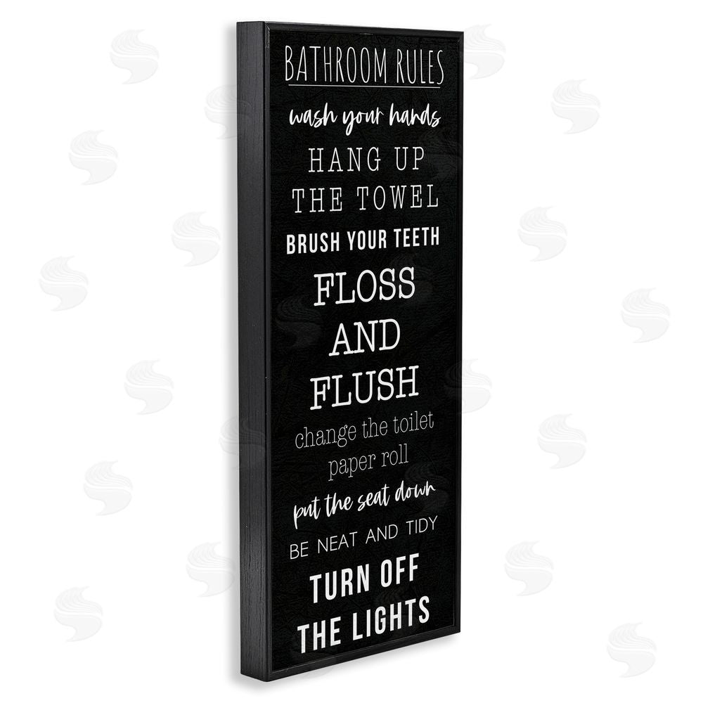 Masey St. Studios Bathroom Rules Over Black Black Framed Giclee Wall Art Print