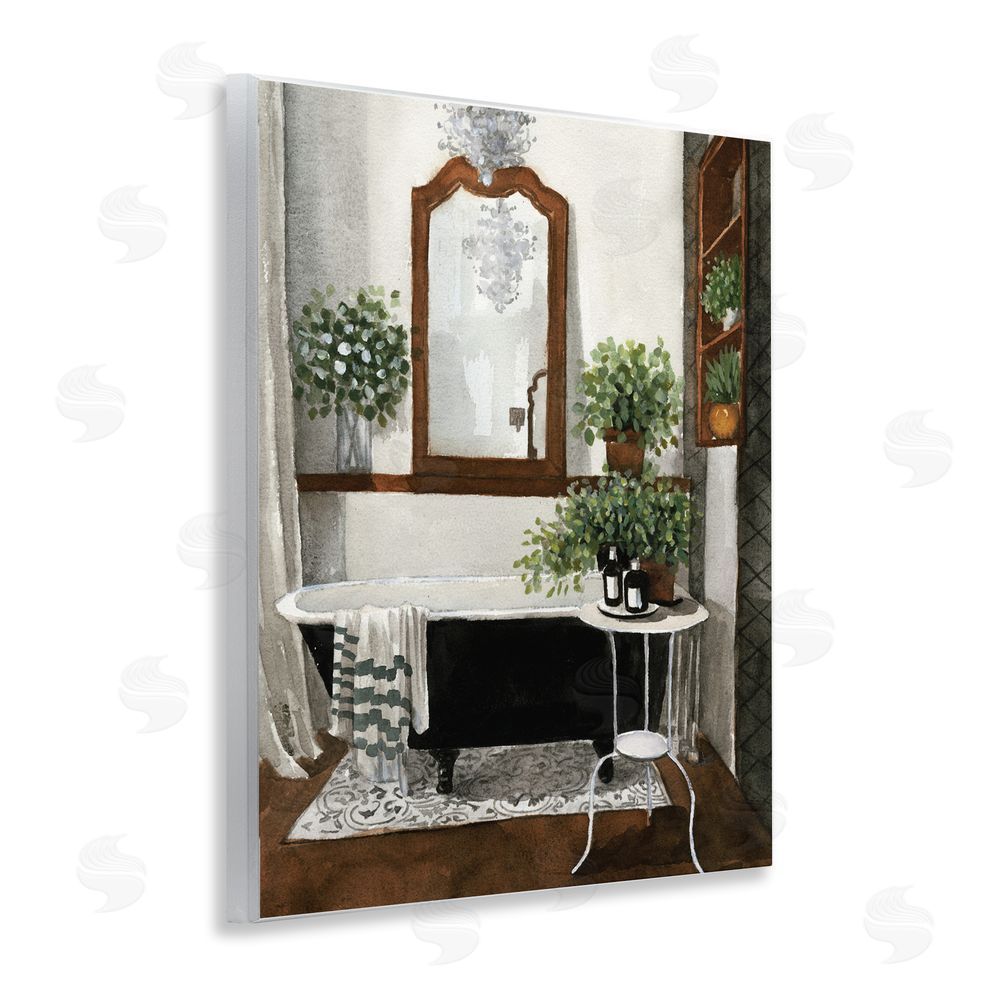 Masey St. Studios Clawfoot Tub with Lush Plants Wooden Wall Plaque Art Print