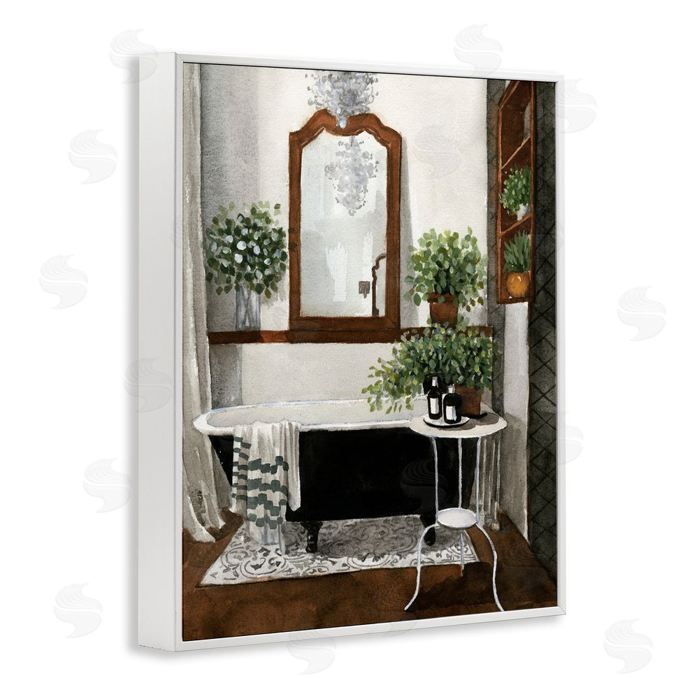 Masey St. Studios Clawfoot Tub with Lush Plants White Framed Giclee Wall Art Print