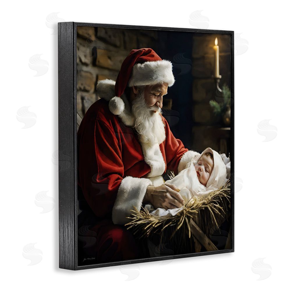 Jo Moulton Santa Claus & Baby Jesus Black Framed Giclee Wall Art Print
