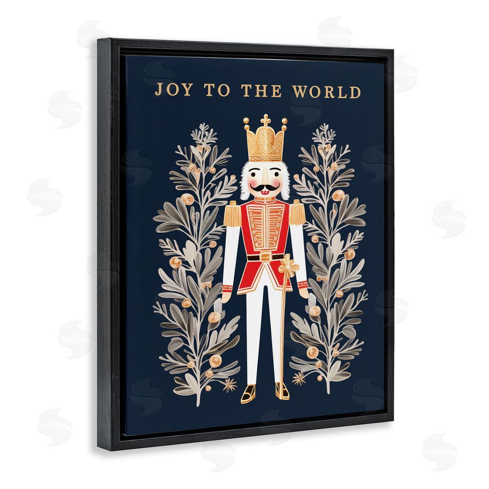Heidi Kuntz Joy To World Happy Nutcracker Black Floating Frame Canvas Wall Art Print