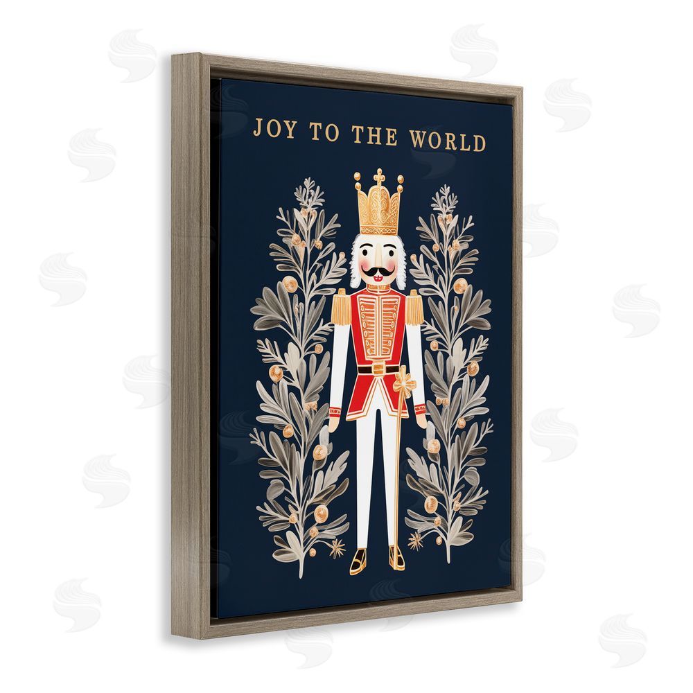 Heidi Kuntz Joy To World Happy Nutcracker Brown Floating Frame Canvas Wall Art Print