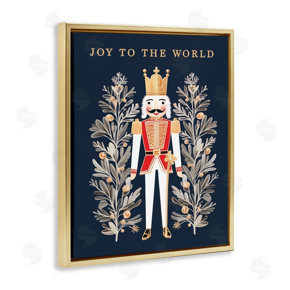 Heidi Kuntz Joy To World Happy Nutcracker Gold Floating Frame Canvas Wall Art Print